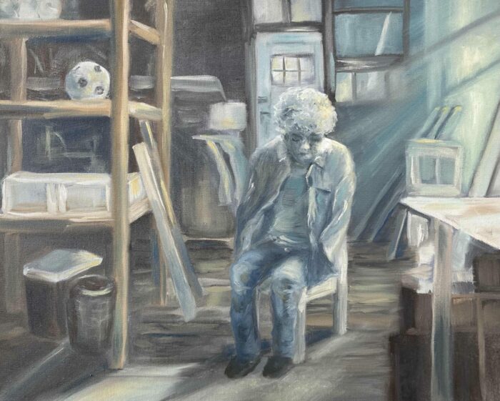 Müde (2), Öl auf LW, 40x50,2022