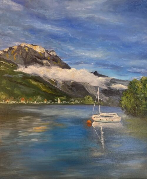 The Mountain Traunstein, oil on canvas, 50x60 cm, 2021