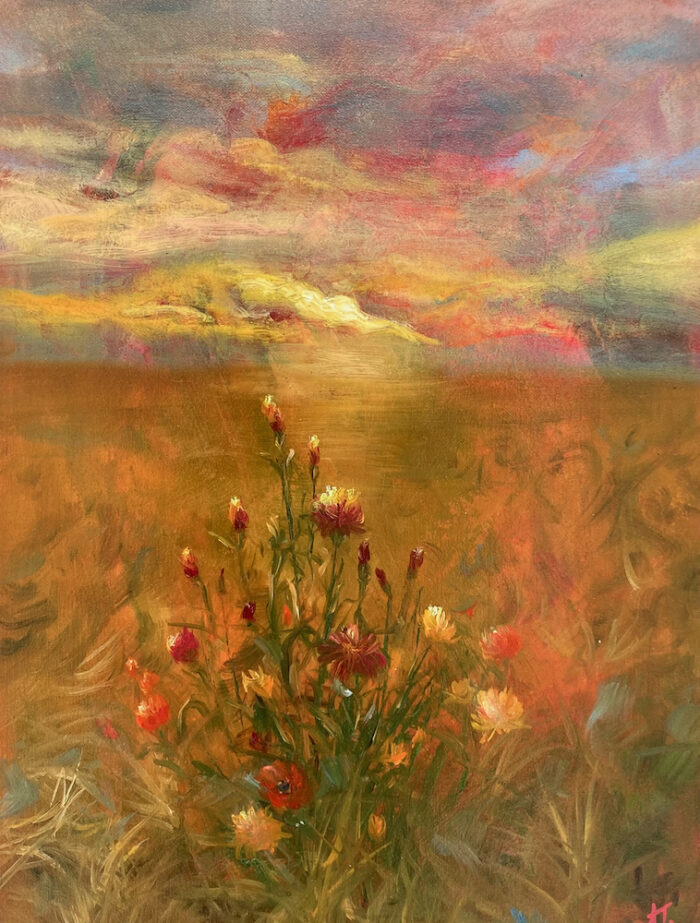 Flower landscape, oil on board, 30x40 cm, 2022