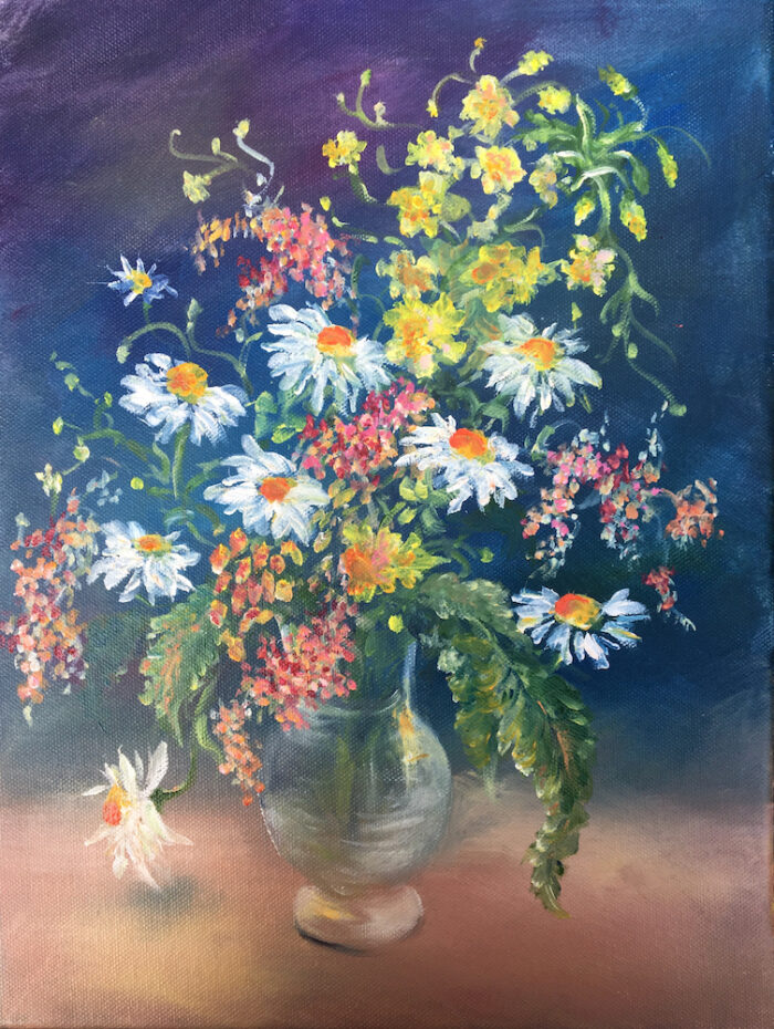 Meadow flowers from Gmundnerberg, oil on canvas, 30x40 cm, 10.06.2020