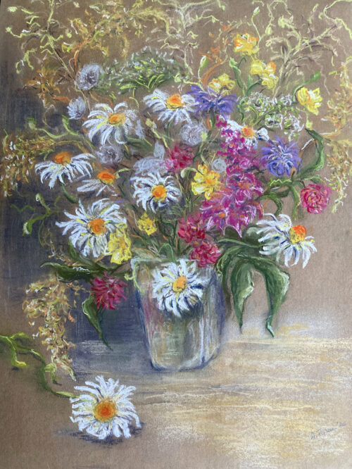 Meadow flowers from Gmundnerberg, pastel on pastelpaper, 30x40, 2020