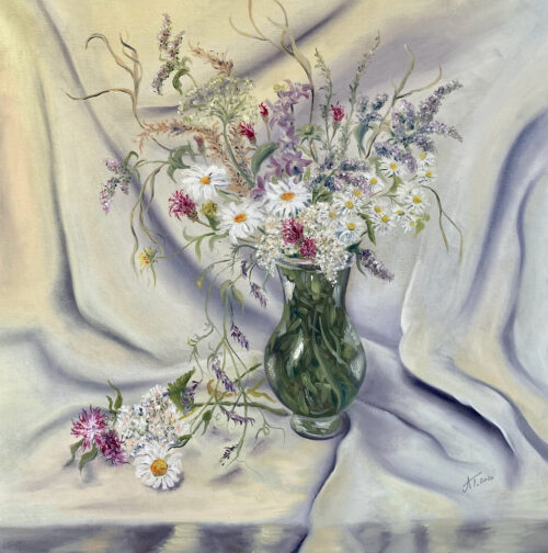 Meadow flowers, oil on canvas, 60x60 cm, 2020