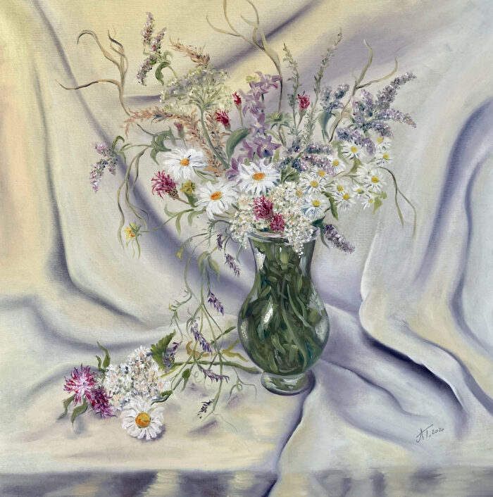 Meadow flowers, oil on canvas, 60x60 cm, 2020