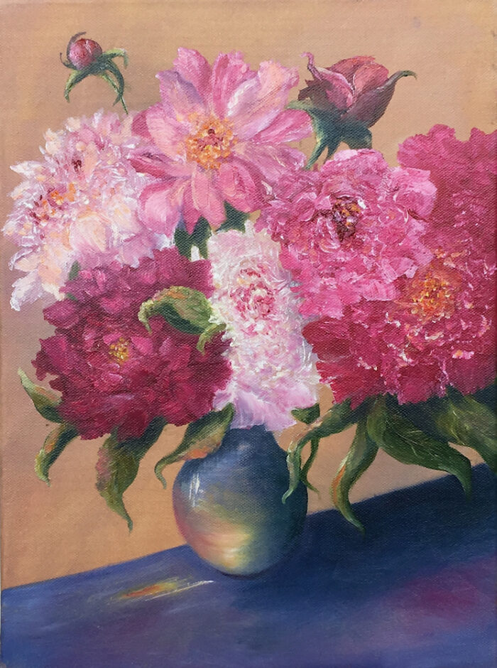 Peonies from my garden, oil on canvas, 30x40 cm, 2020