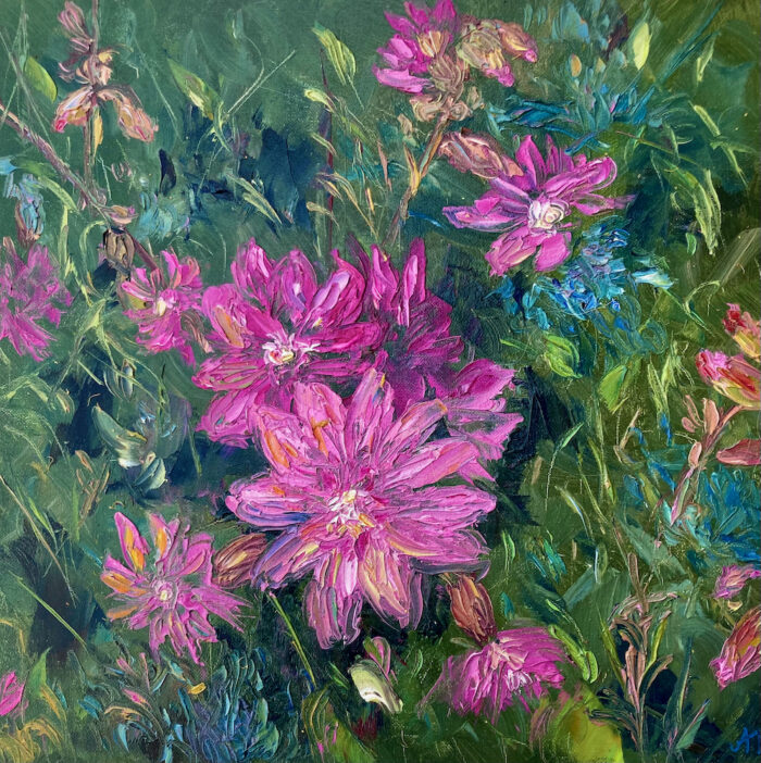 Red carnation, oil on board, 30x30 cm, 2022