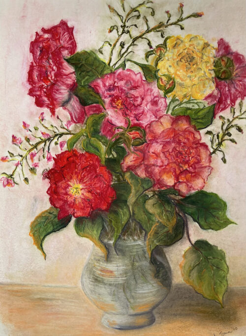 Roses from my garden, pastel on pastelpaper, 30x40,2020