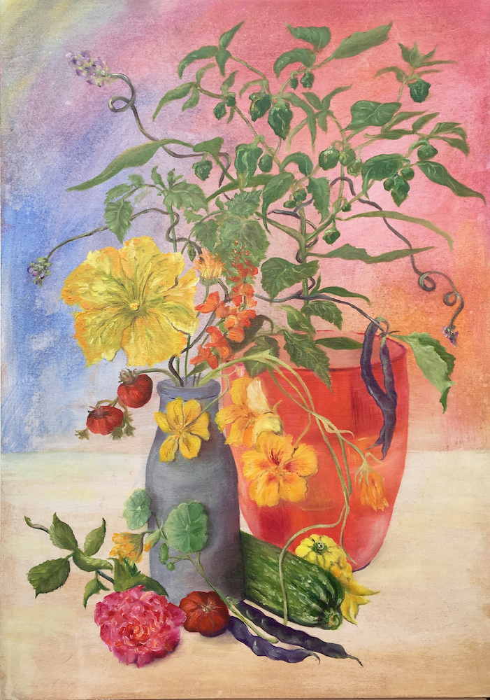 Vegetables from my garden, oil on wood, 50x71 cm, 2020
