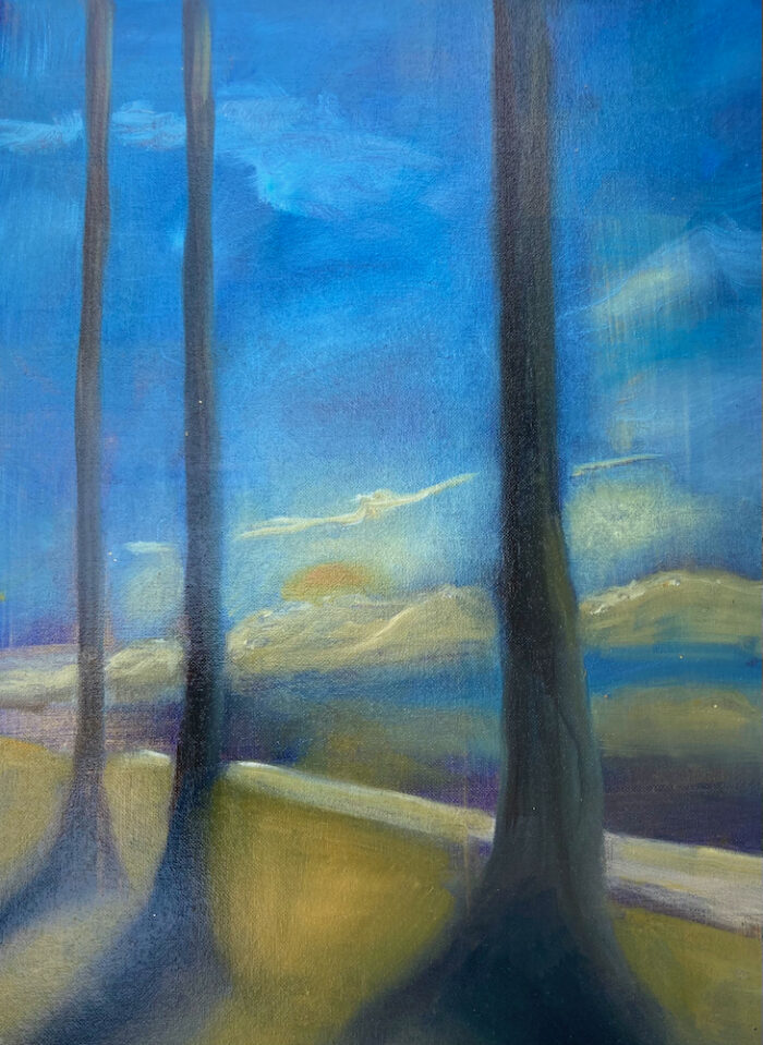 View on the Grasberg, oil on board, 30x40 cm, 2022