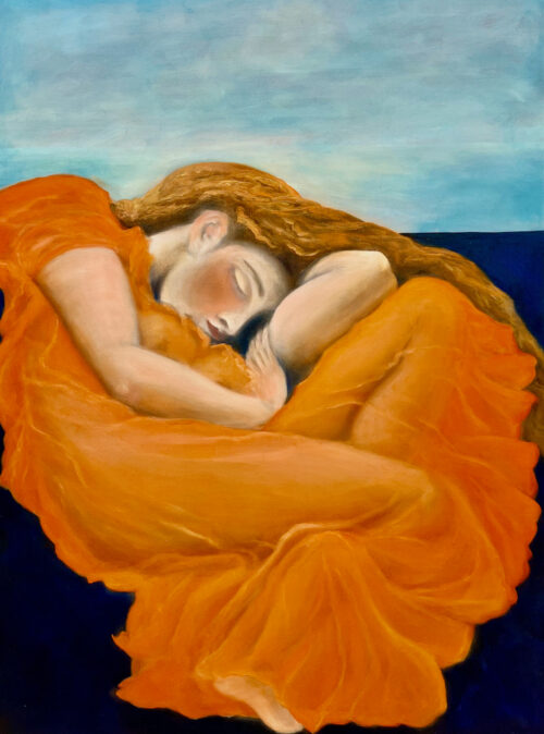 The beauty sleep of the goddess, oli on board, 60x80 cm, 2022