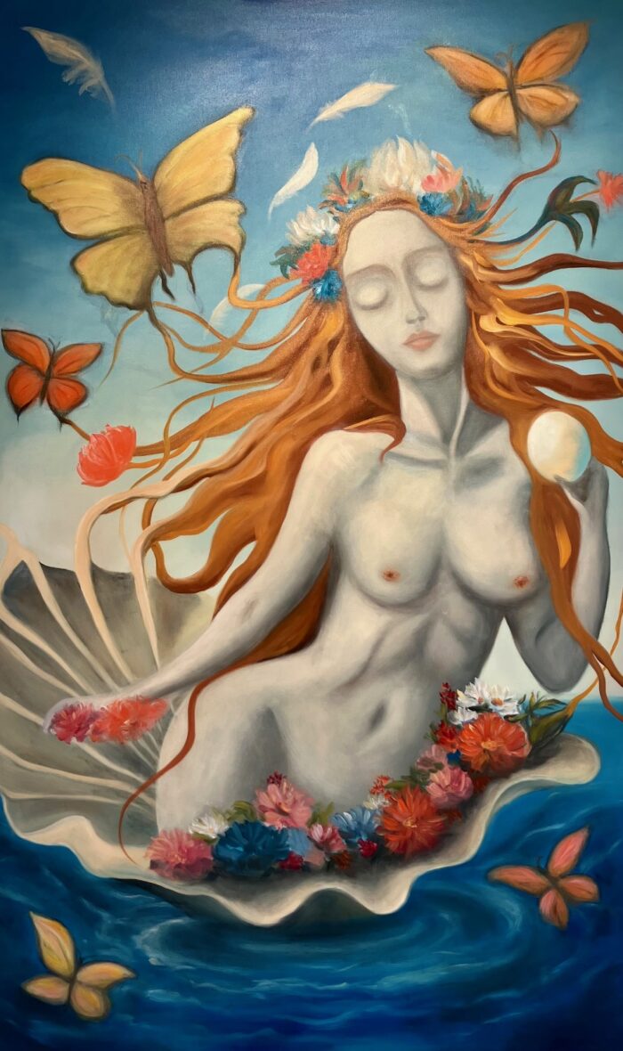 Venus Birth with the Pearl, oil on canvas, 70x115 cm, 2023