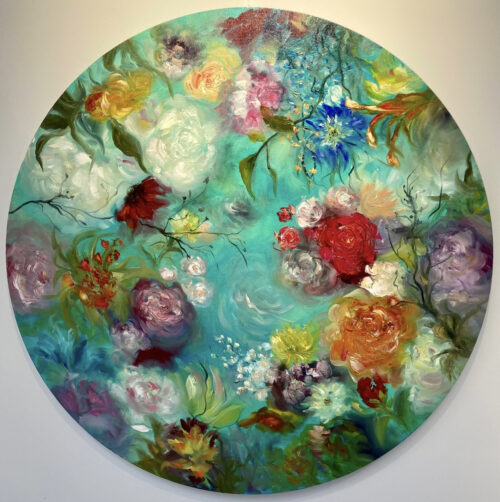 A Sea of Flowers, oil on canvas, 80 cm (round), 2022